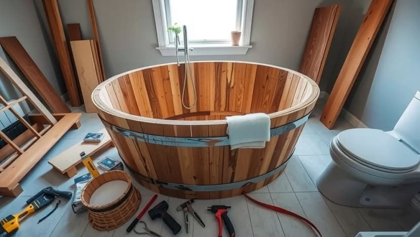 Vedeldat badkar DIY själv hemma